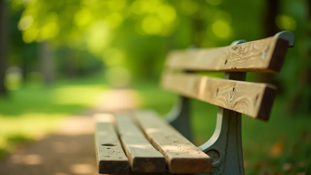 Soļa ar mugurkaula atbalstu tuvplāns parkā, ērta sēdvieta